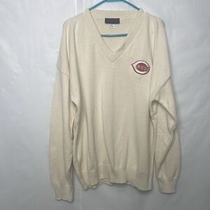 Vintage Andrew Rohan Cincinnati Reds V Neck Mlb Sweater Size 2XL  USA Cream